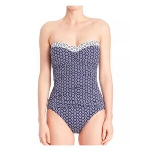 Tommy Bahama Blue Paisley One Piece 14 EUC Coastal Resort Summer Vacation Chic